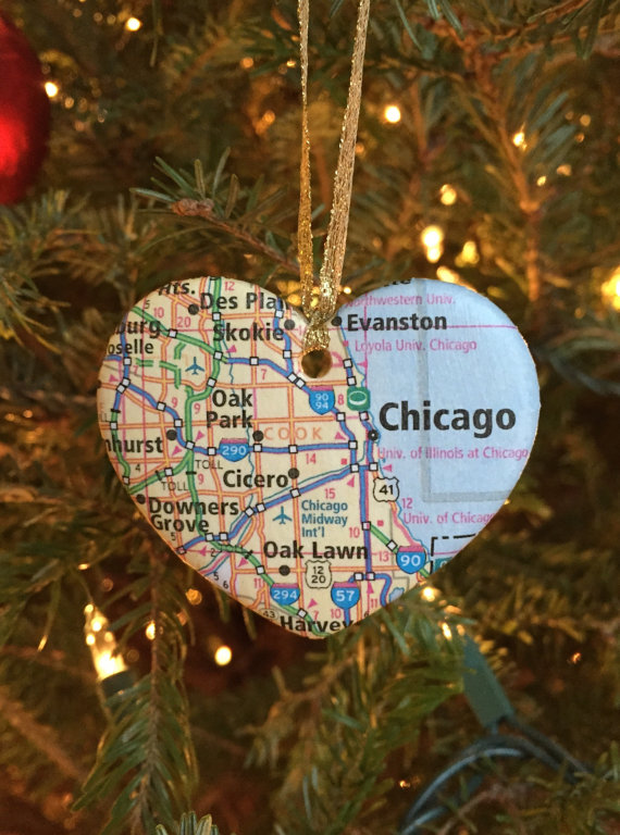 Chicago Map Christmas Ornament