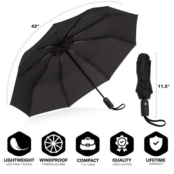 Repel Windproof Travel Umbrella with Teflon Coating