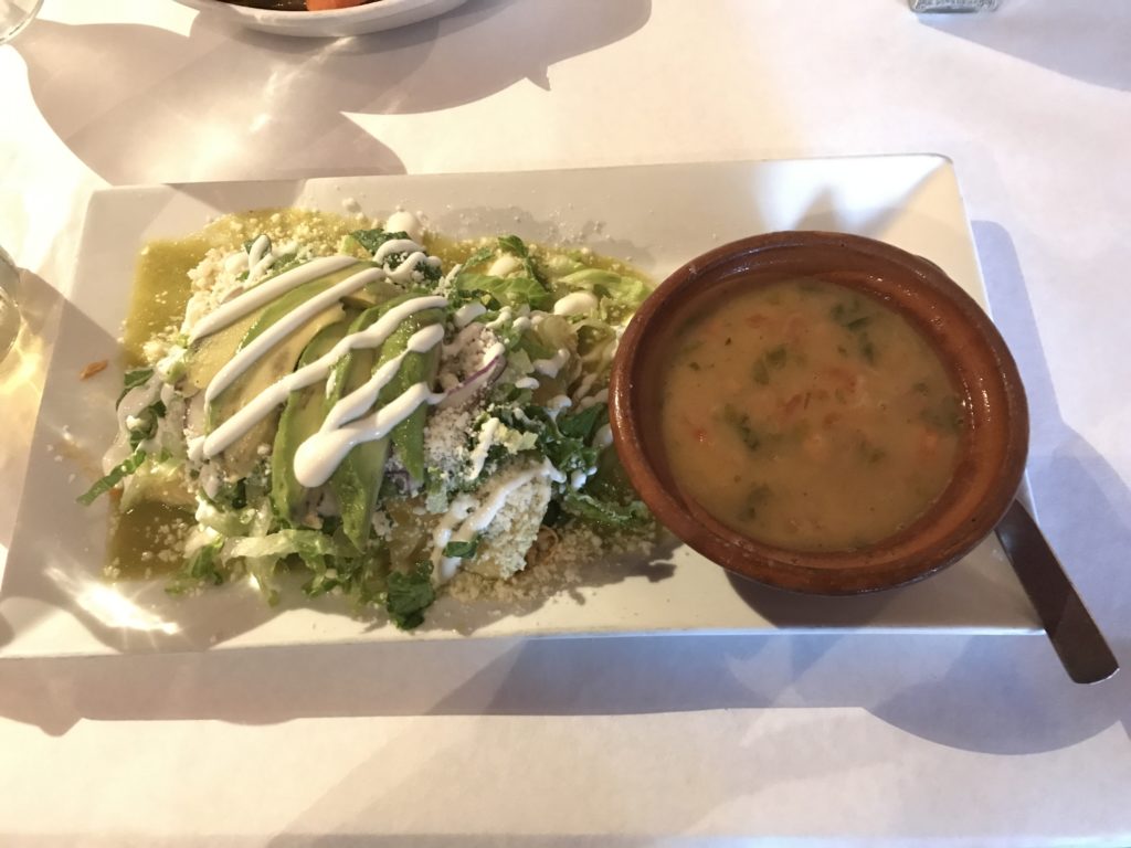 Verdes Con Frijoles De Olla Enchiladas at Mom’s Old Recipe Mexican Restaurant