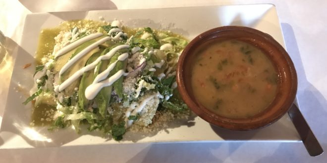 Verdes Con Frijoles De Olla Enchiladas at Mom’s Old Recipe Mexican Restaurant