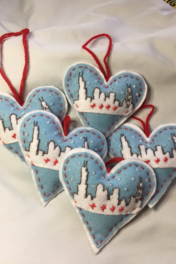 Chicago Flag Skyline Ornament 