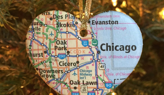 Chicago Map Christmas Ornament