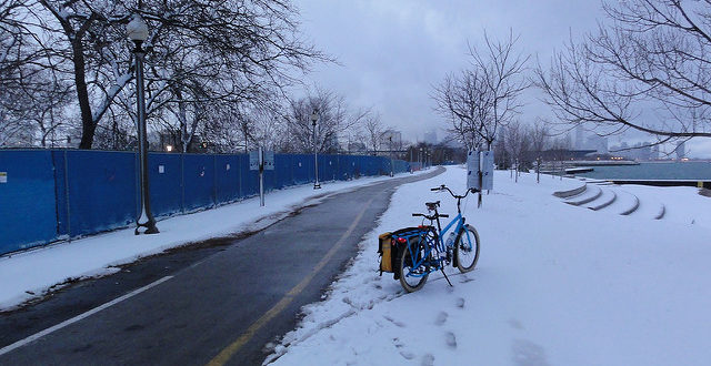 The only trail that's cleared in Chicago (that I know about) is the Lakefront Trail.