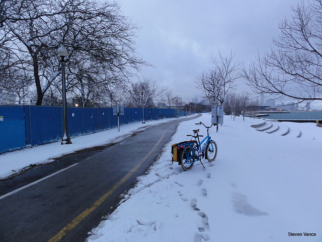 The only trail that's cleared in Chicago (that I know about) is the Lakefront Trail.