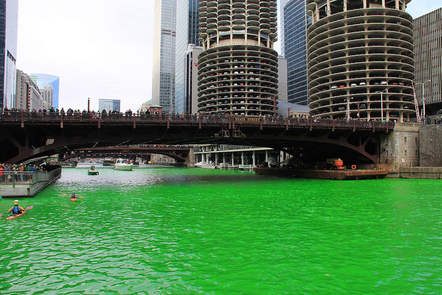 Chicago River Dyeing on St. Patrick's Day in Chicago