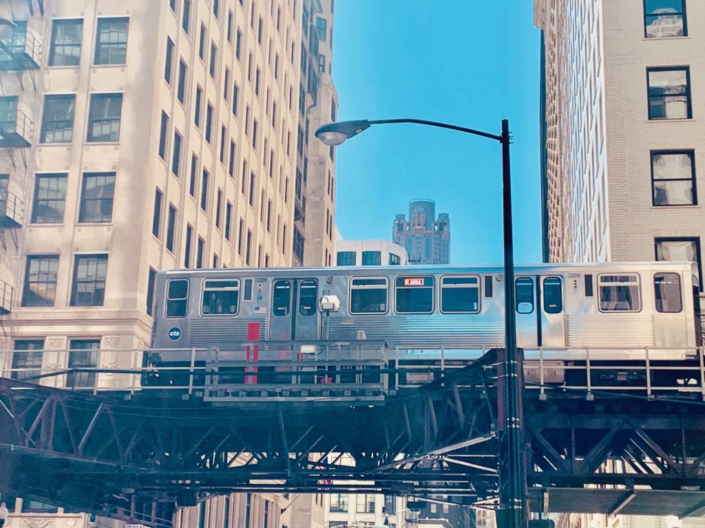 L Train in Chicago Loop