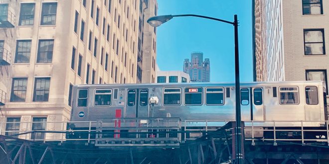 L Train in Chicago Loop