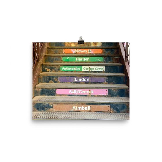 Adams/Wabash “L” Station Stairs Paper Poster